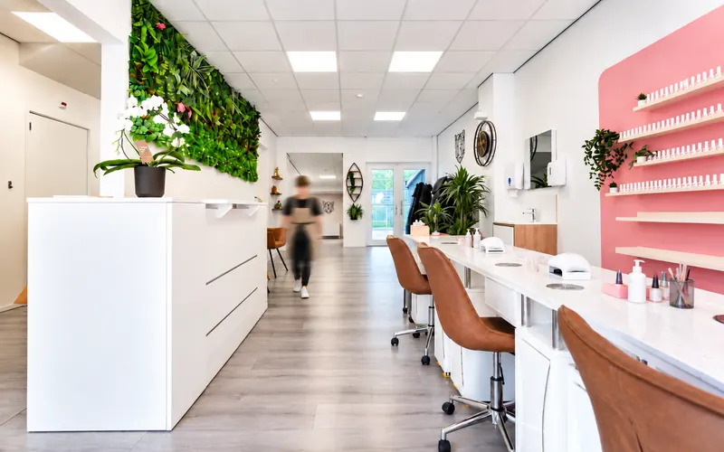 View through the salon from reception to the nail bar
