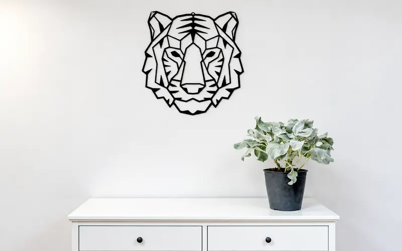 Interior detail with tiger wall art